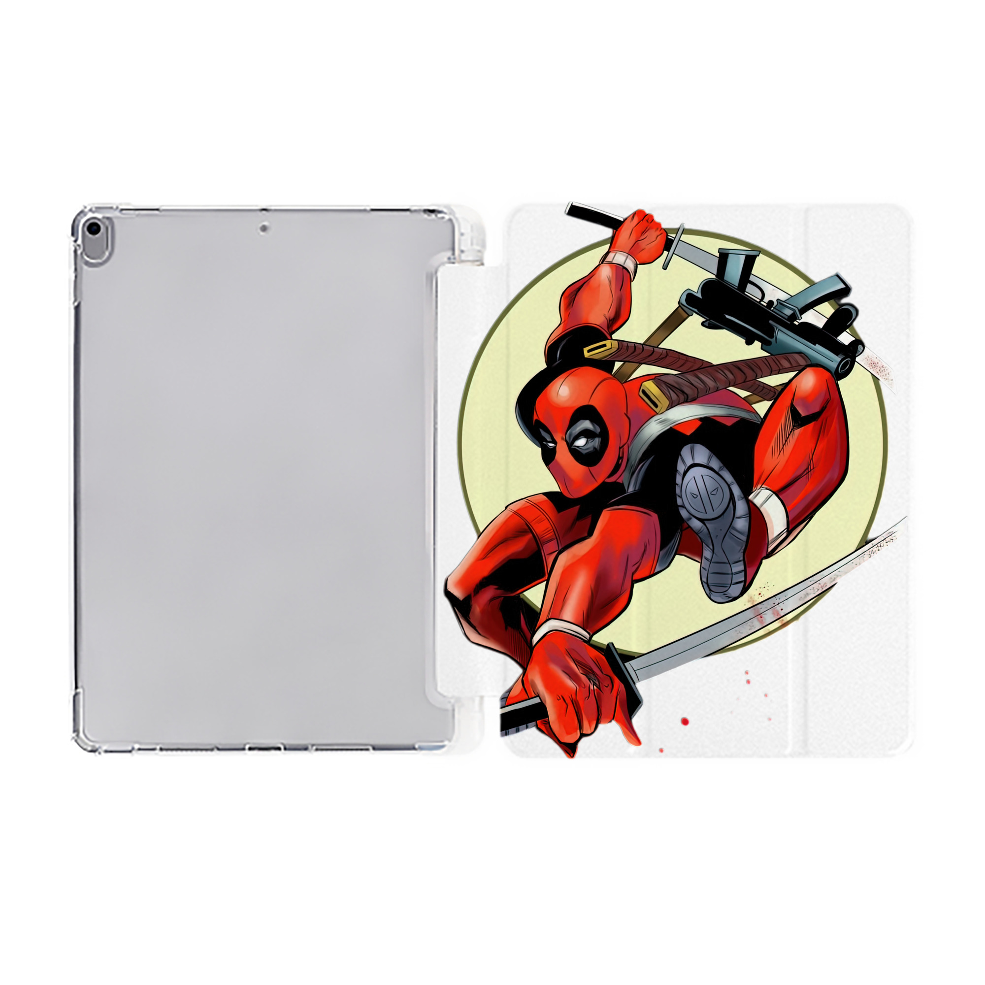 （画像用） Deadpool デッドプール IPad ケース ペン収納付き 三つ折りスタンド PUレザー×シリコン 対応機種9.5/10.5/10.9インチ